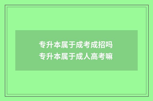 专升本属于成考成招吗 专升本属于成人高考嘛