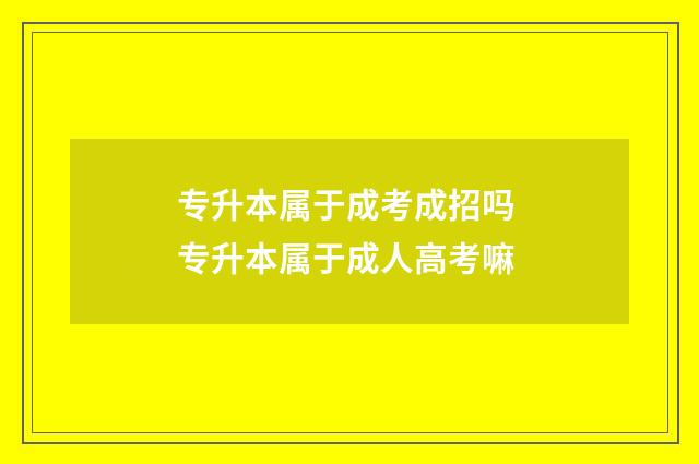 专升本属于成考成招吗 专升本属于成人高考嘛
