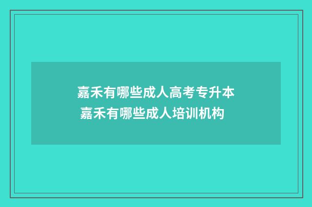 嘉禾有哪些成人高考专升本 嘉禾有哪些成人培训机构