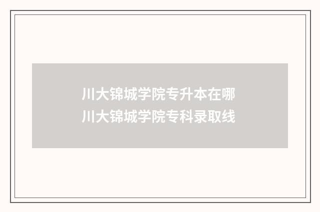 川大锦城学院专升本在哪 川大锦城学院专科录取线