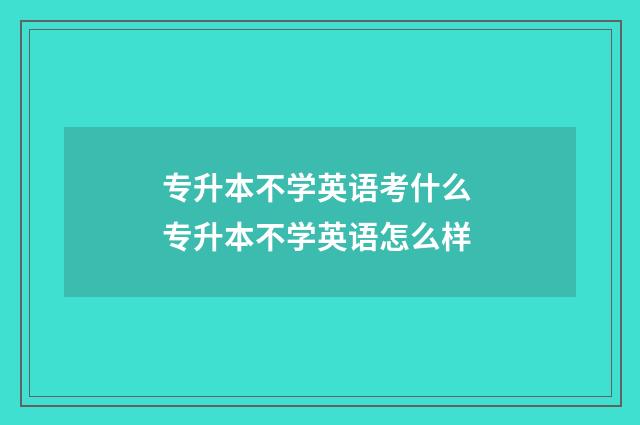 专升本不学英语考什么 专升本不学英语怎么样