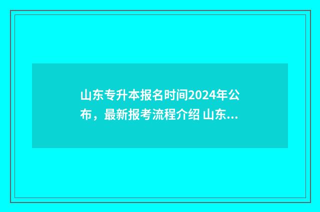 山东专升本报名时间2024年公布，最新报考流程介绍 山东专升本报名官网