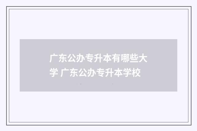 广东公办专升本有哪些大学 广东公办专升本学校