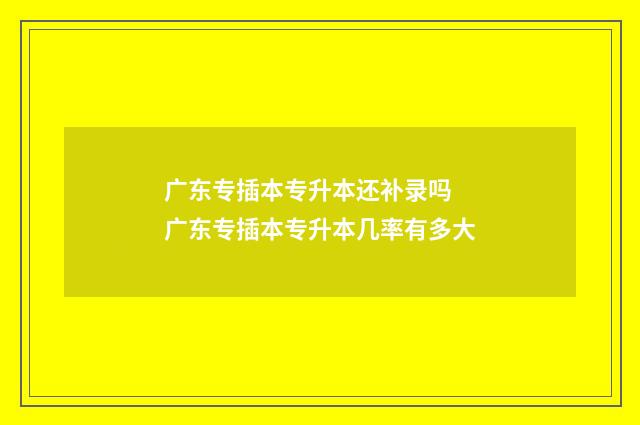 广东专插本专升本还补录吗 广东专插本专升本几率有多大