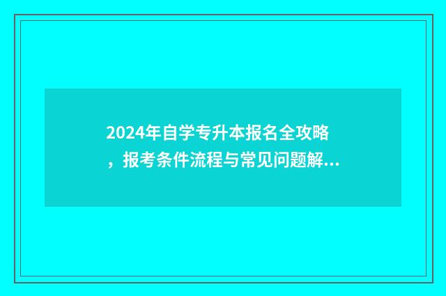 2024年自学专升本报名全攻略，报考条件流程与常见问题解答 2024年专升本考试大纲