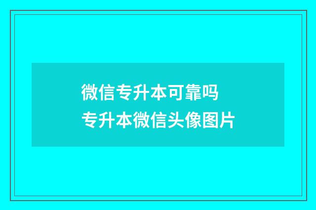微信专升本可靠吗 专升本微信头像图片
