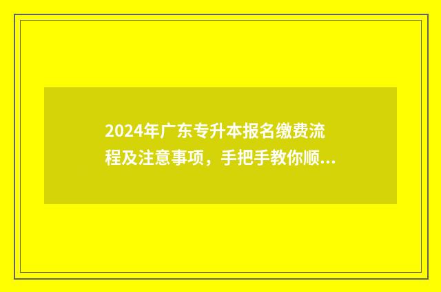 2024年广东专升本报名缴费流程及注意事项，手把手教你顺利完成报名 2024年广东专升本报名时间