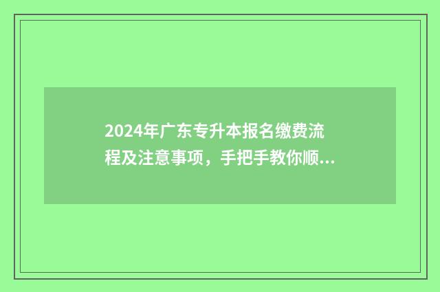 2024年广东专升本报名缴费流程及注意事项，手把手教你顺利完成报名 2024年广东专升本报名时间
