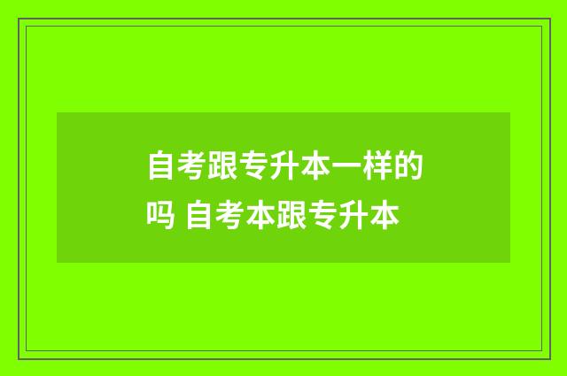 自考跟专升本一样的吗 自考本跟专升本