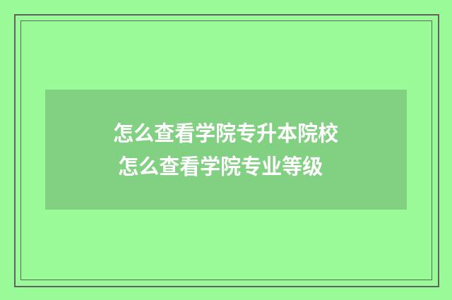 怎么查看学院专升本院校 怎么查看学院专业等级