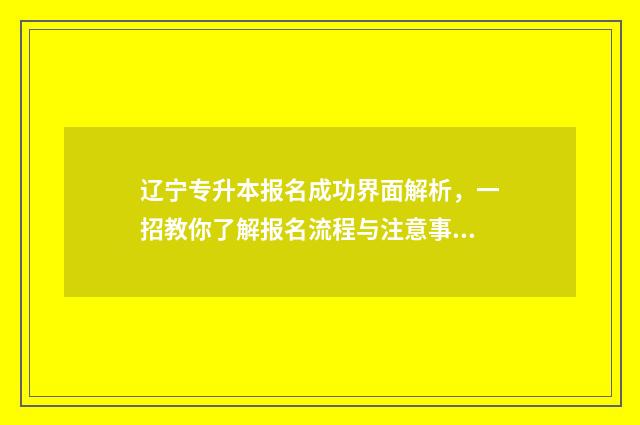 辽宁专升本报名成功界面解析，一招教你了解报名流程与注意事项 辽宁专升本报名费
