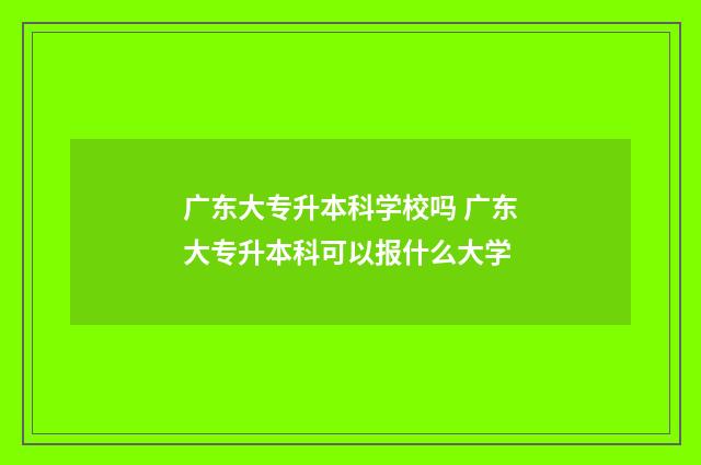 广东大专升本科学校吗 广东大专升本科可以报什么大学
