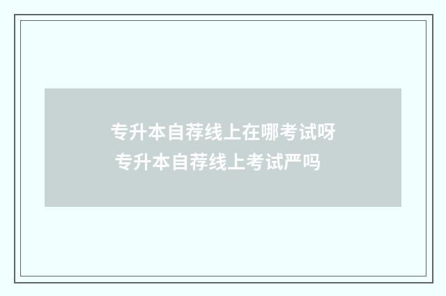 专升本自荐线上在哪考试呀 专升本自荐线上考试严吗
