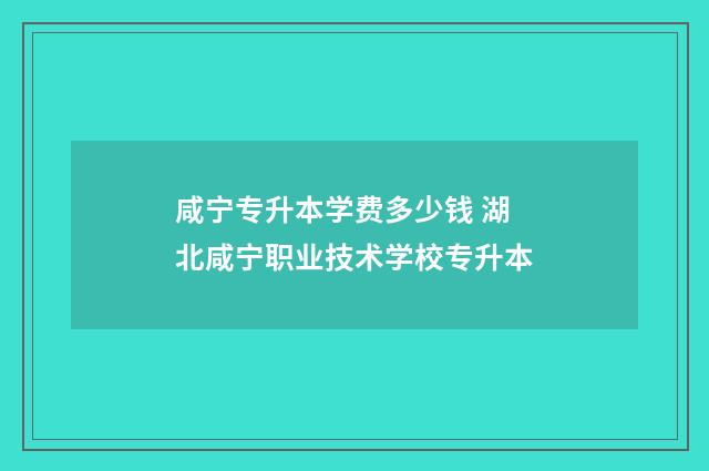 咸宁专升本学费多少钱 湖北咸宁职业技术学校专升本