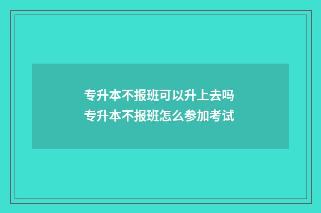 专升本不报班可以升上去吗 专升本不报班怎么参加考试
