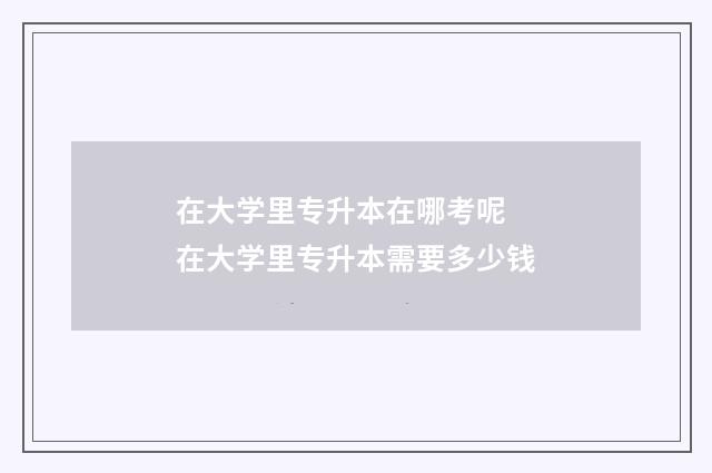在大学里专升本在哪考呢 在大学里专升本需要多少钱