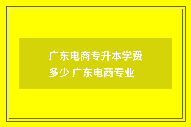 广东电商专升本学费多少 广东电商专业