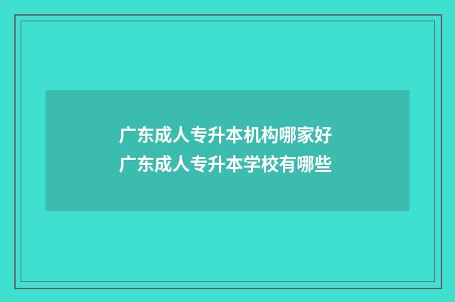 广东成人专升本机构哪家好 广东成人专升本学校有哪些