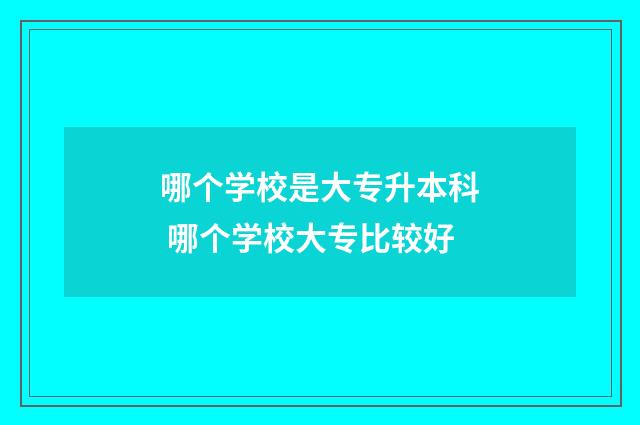 哪个学校是大专升本科 哪个学校大专比较好