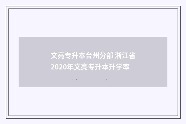 文亮专升本台州分部 浙江省2020年文亮专升本升学率