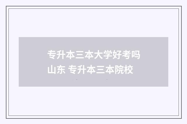 专升本三本大学好考吗山东 专升本三本院校