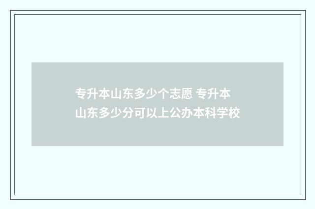 专升本山东多少个志愿 专升本山东多少分可以上公办本科学校