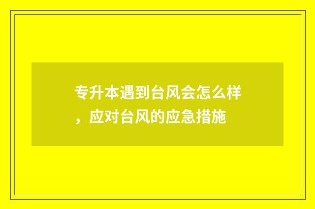 专升本遇到台风会怎么样，应对台风的应急措施