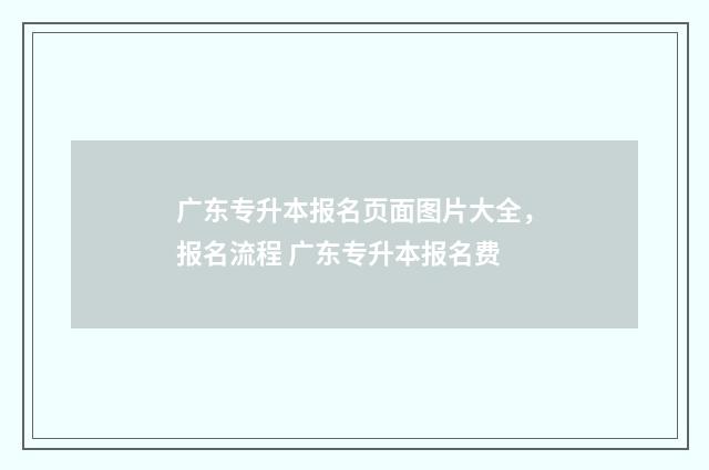 广东专升本报名页面图片大全，报名流程 广东专升本报名费