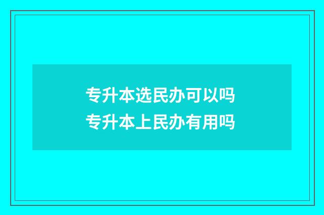 专升本选民办可以吗 专升本上民办有用吗