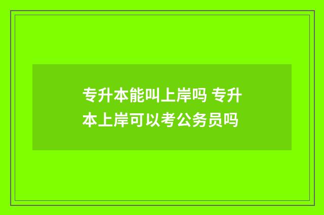 专升本能叫上岸吗 专升本上岸可以考公务员吗