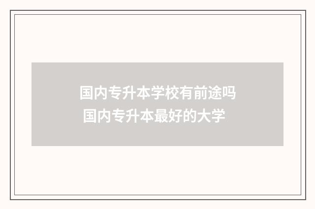 国内专升本学校有前途吗 国内专升本最好的大学
