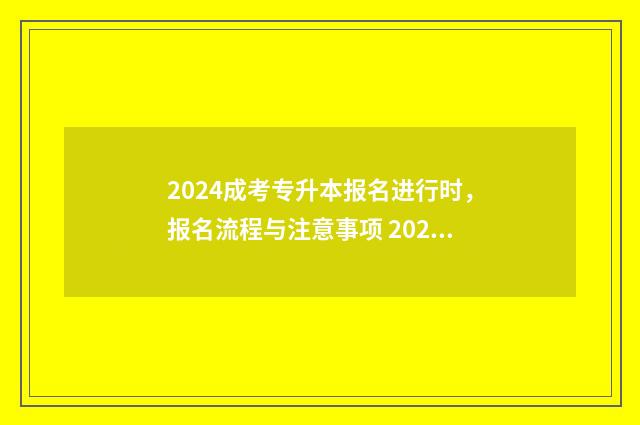 2024成考专升本报名进行时，报名流程与注意事项 2024成考专升本考试时间