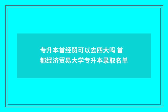 专升本首经贸可以去四大吗 首都经济贸易大学专升本录取名单