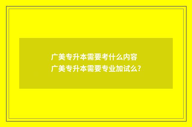 广美专升本需要考什么内容 广美专升本需要专业加试么?