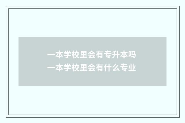 一本学校里会有专升本吗 一本学校里会有什么专业