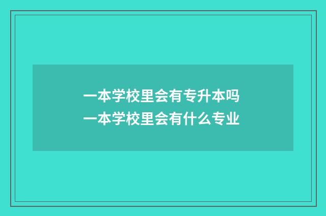 一本学校里会有专升本吗 一本学校里会有什么专业