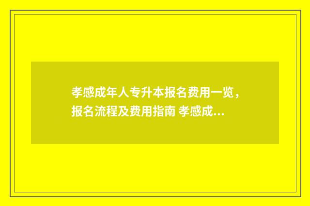 孝感成年人专升本报名费用一览，报名流程及费用指南 孝感成人大专考什么科目