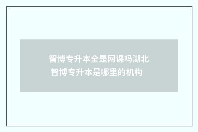 智博专升本全是网课吗湖北 智博专升本是哪里的机构