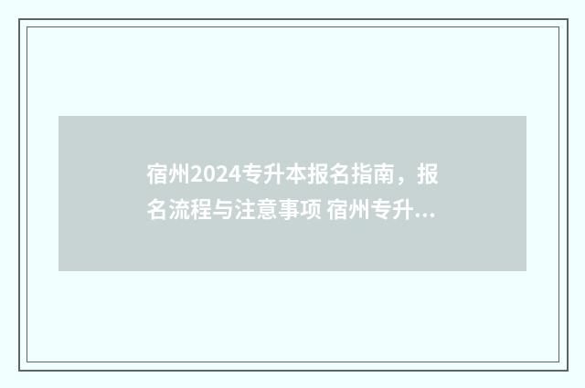 宿州2024专升本报名指南，报名流程与注意事项 宿州专升本考试时间