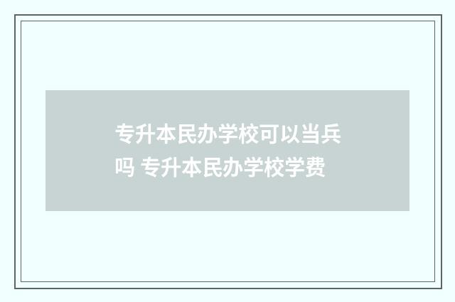 专升本民办学校可以当兵吗 专升本民办学校学费
