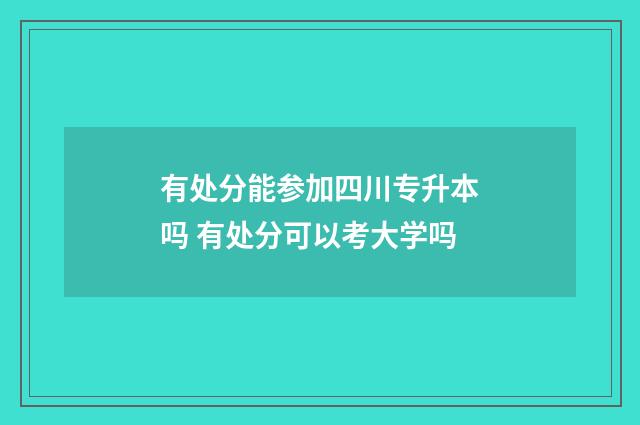 有处分能参加四川专升本吗 有处分可以考大学吗