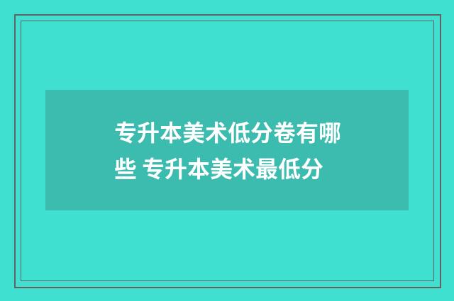专升本美术低分卷有哪些 专升本美术最低分