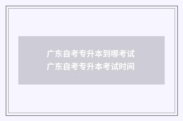 广东自考专升本到哪考试 广东自考专升本考试时间