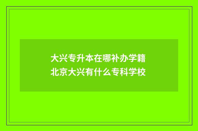 大兴专升本在哪补办学籍 北京大兴有什么专科学校