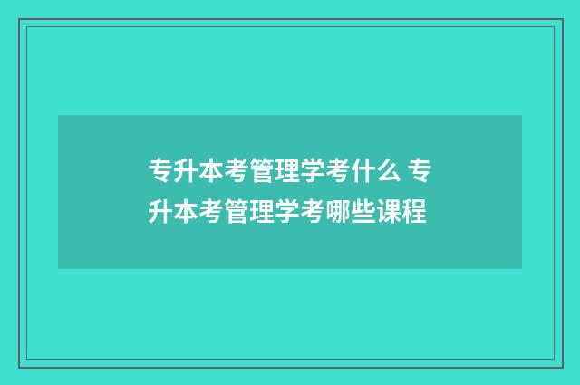 专升本考管理学考什么 专升本考管理学考哪些课程