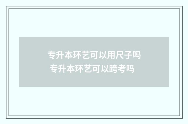 专升本环艺可以用尺子吗 专升本环艺可以跨考吗