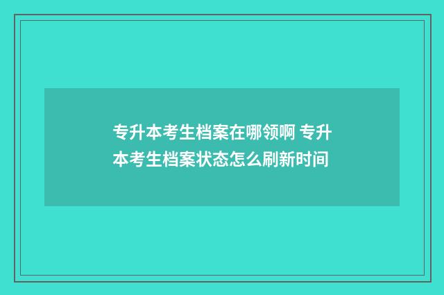 专升本考生档案在哪领啊 专升本考生档案状态怎么刷新时间