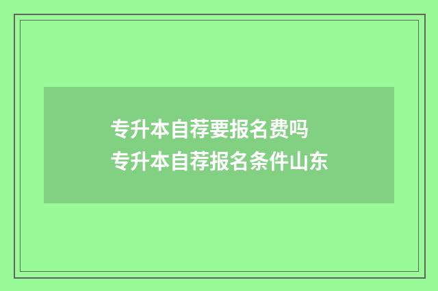 专升本自荐要报名费吗 专升本自荐报名条件山东