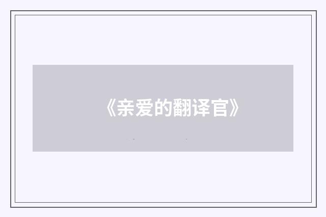 《亲爱的翻译官》