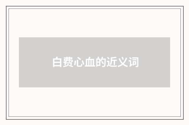 白费心血的近义词